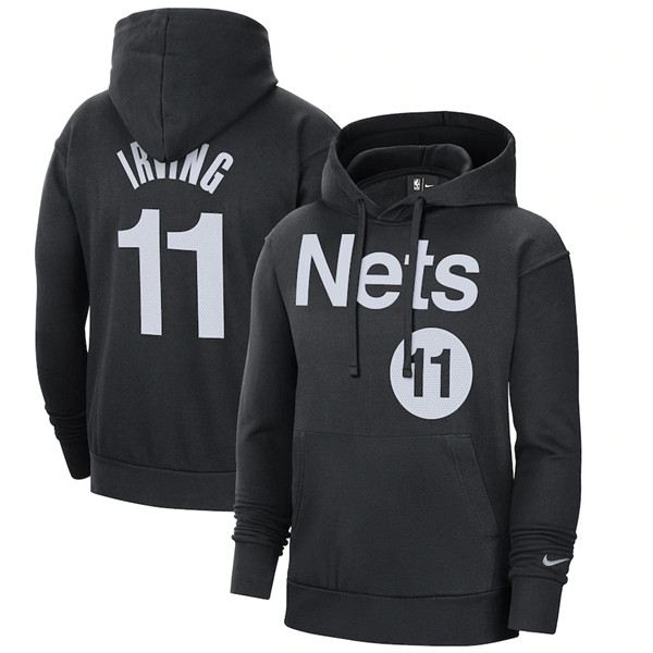 Men's Brooklyn Nets #11 Kyrie Irving 2021 Black Pullover Hoodie Men's Brooklyn Nets #11 Kyrie Irving 2021 Black Pullover Hoodie